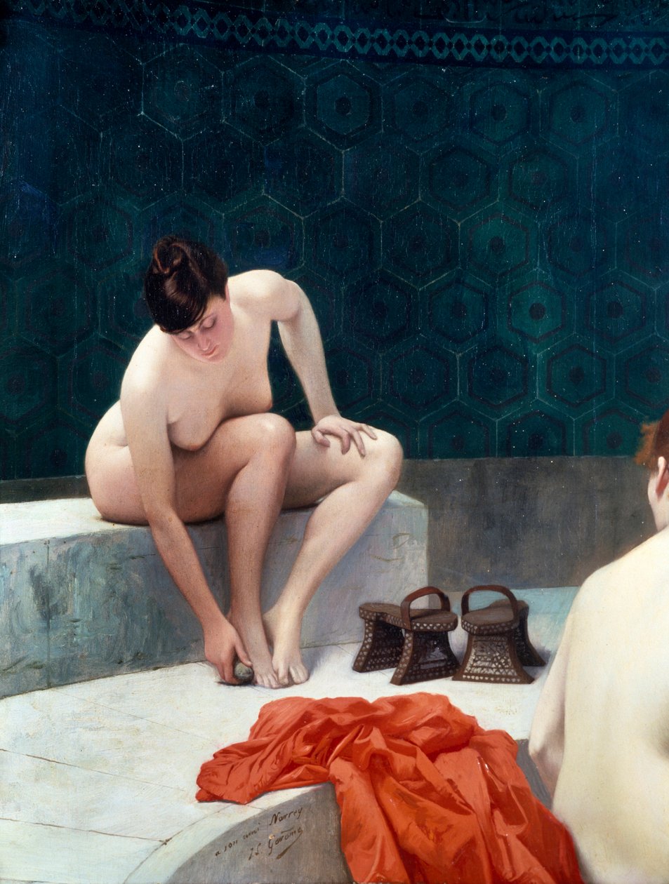 To kvinder i bad. Maleri af Jean-Leon Gerome (Jean Leon Gerome af Jean Leon Gerome