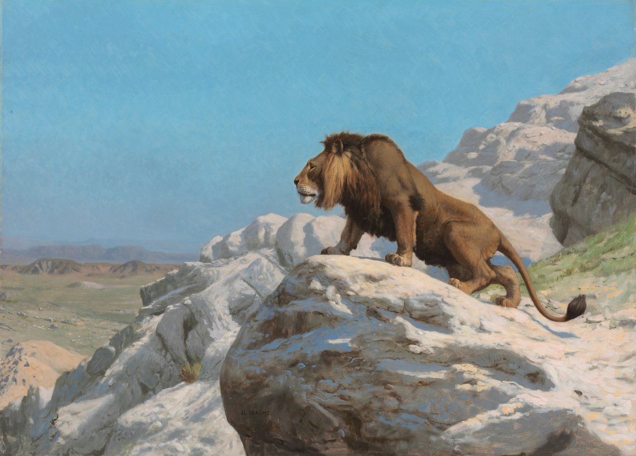 Løve på vagten af Jean Leon Gerome