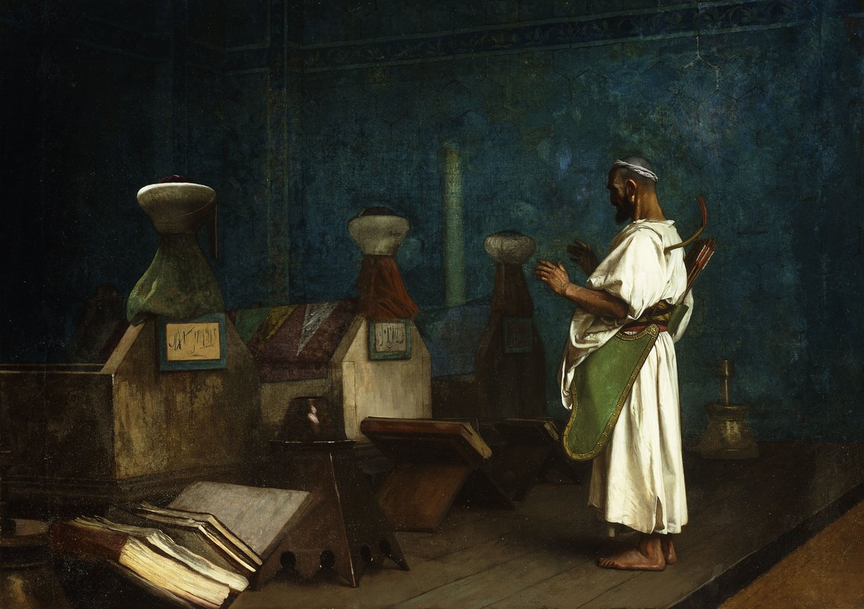 Bøn ved sultanens grav; Le Tombeau des Kalifes a Brousse, 1878 af Jean Leon Gerome