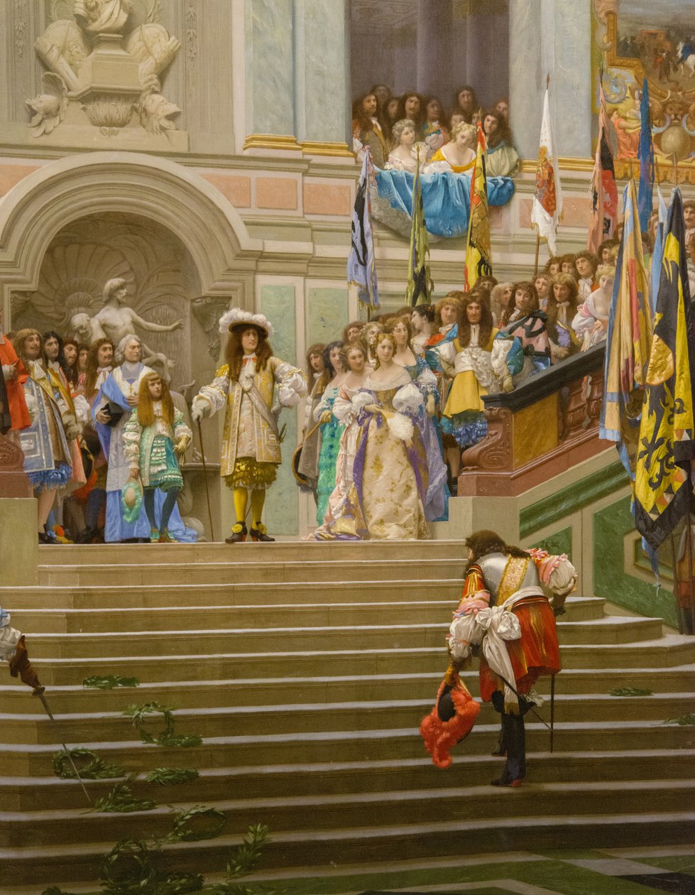 Modtagelse af Louis 2 de Bourbon Conde sagde Grand Conde af kong Louis 14 a Versailles i 1674 af Jean Leon Gerome