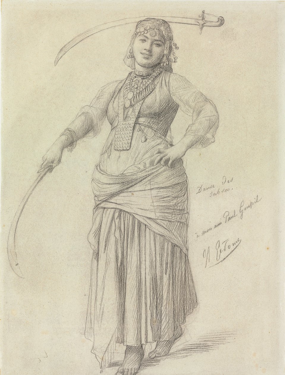 Sabeldans (blyant på papir) af Jean Leon Gerome