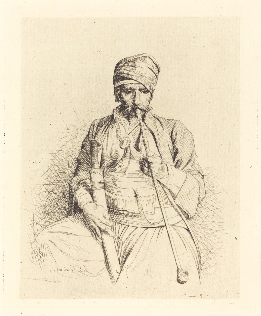 Siddende Araber med Pibe af Jean Leon Gerome