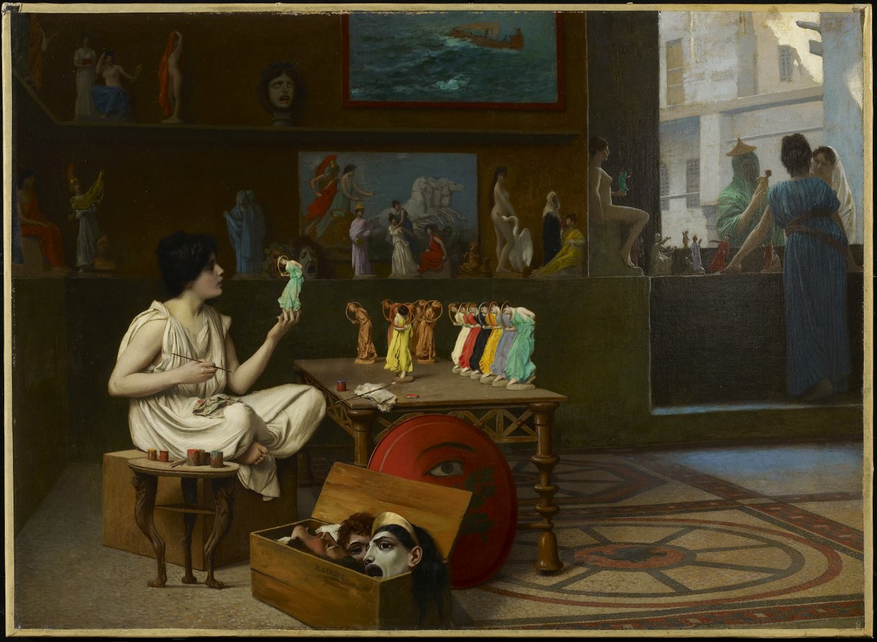 Den antikke keramikmaler: Skulptur puster liv i maleriet, 1893 af Jean Leon Gerome