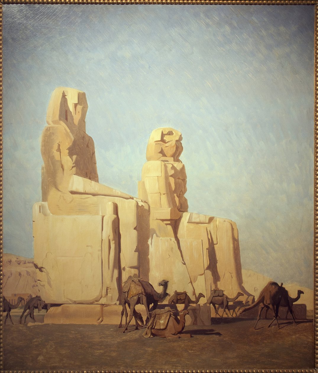 Kolossen af Theben, Memnon og Sesostris. Undersøgelse. Maleri af Jean Leon Gerome (1824-1904), Olie på lærred af Jean Leon Gerome