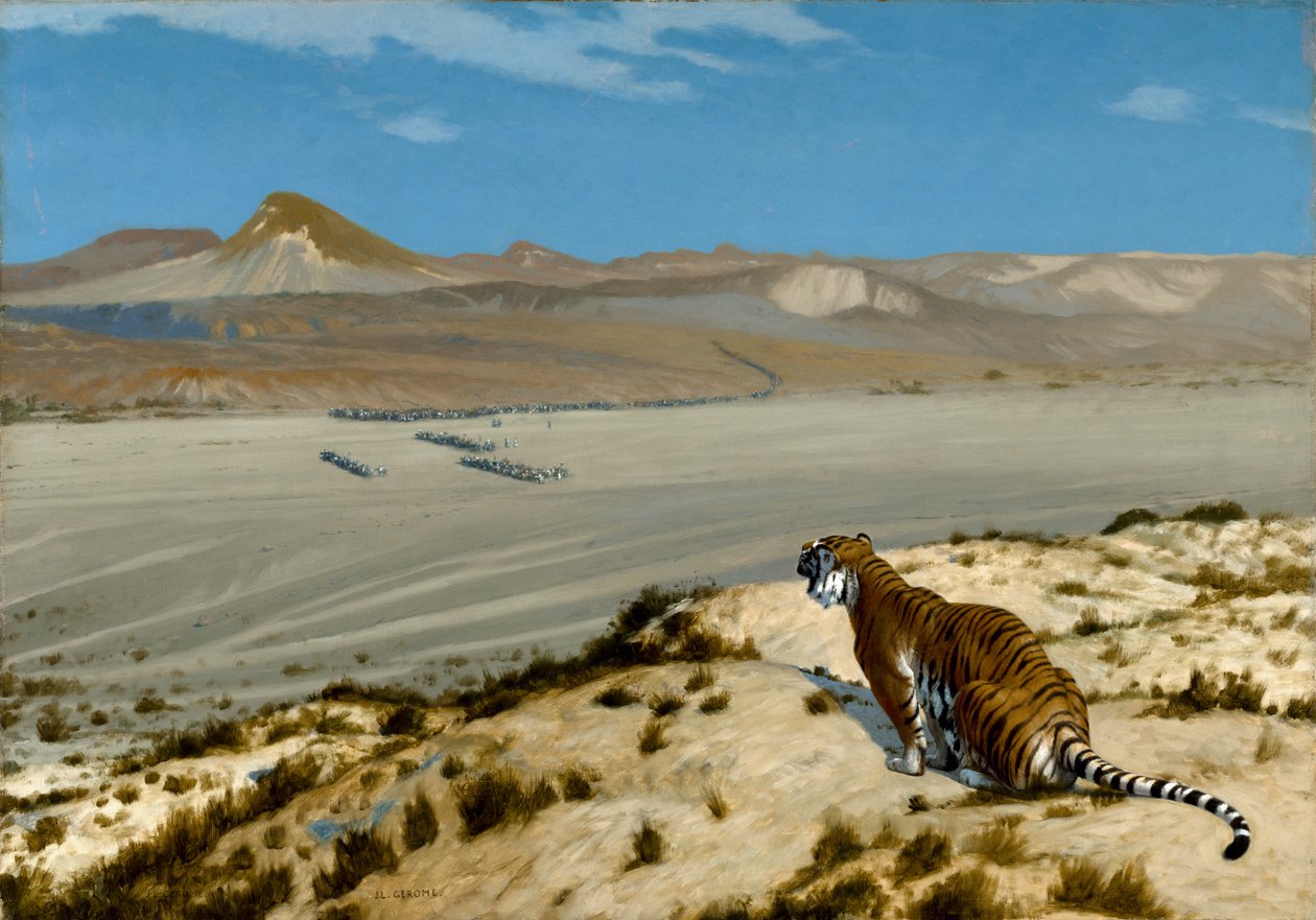 Tiger on the Watch, ca. 1888 (olie på lærred) af Jean Leon Gerome
