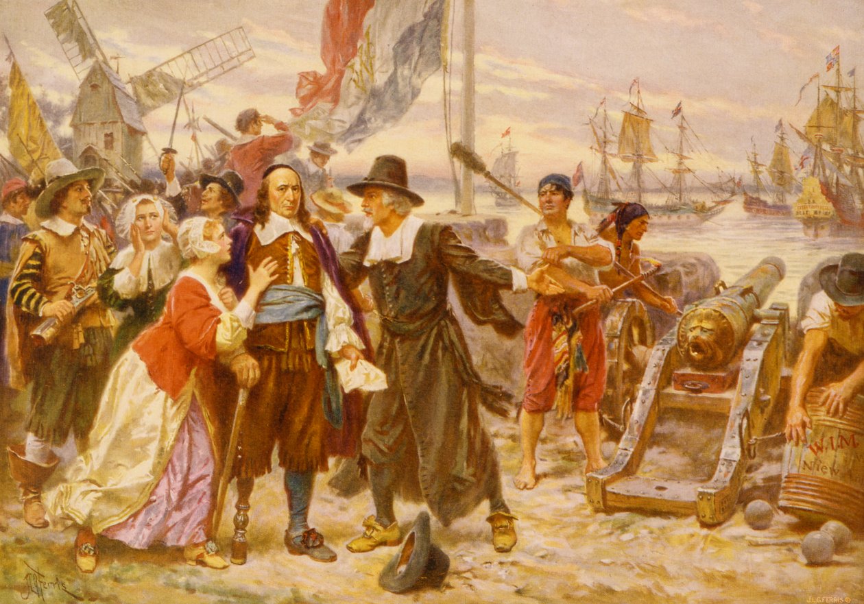 The Fall of New Amsterdam, ca. 1930 (fotomekanisk tryk) af Jean Leon Gerome Ferris
