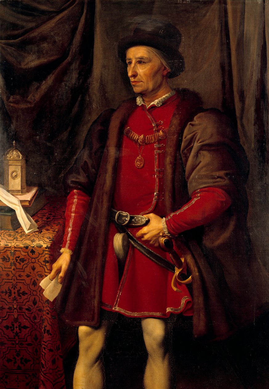 Portræt af Louis XI, konge af Frankrig (1423 - 1483). Maleri af Jean Leonard Lugardon (1801 - 1884) af Jean Leonard Lugardon