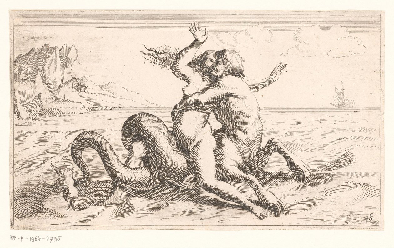 Triton kidnapper en kvinde af Jean Lepautre (attributed to)