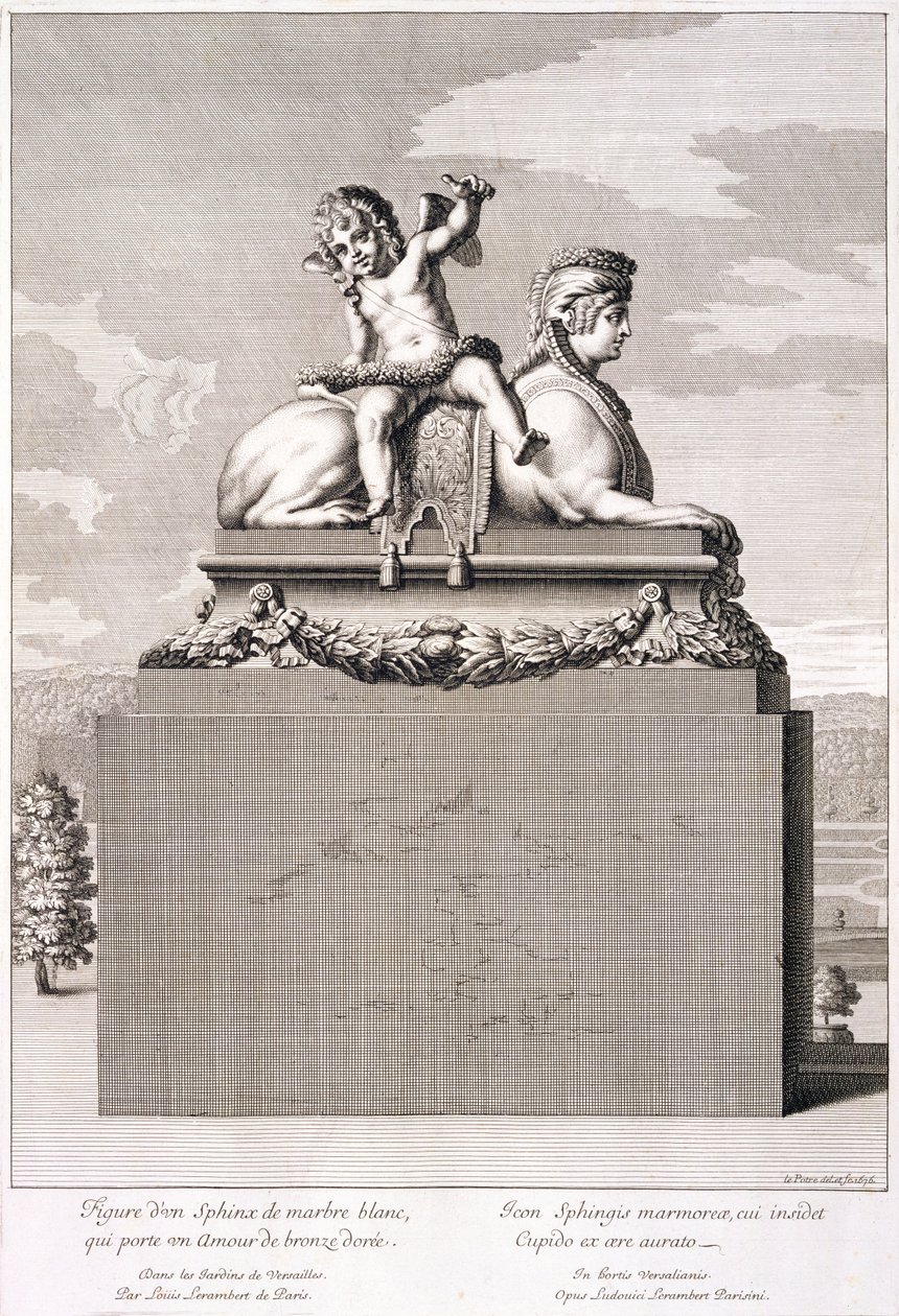 Figur af en sfinx i Versailles, 1676 af Jean Lepautre