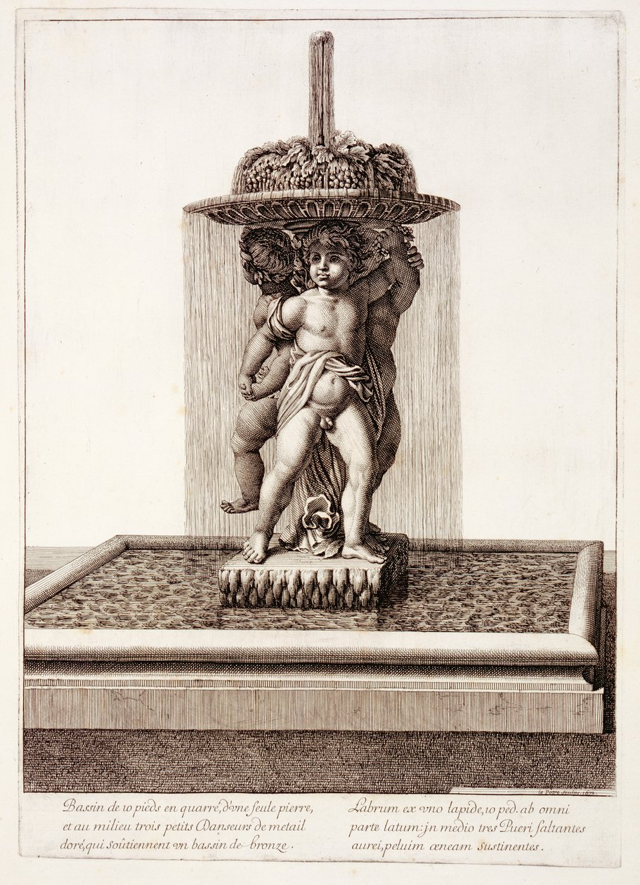 Springvand med tre forgyldte dansere i Versailles, 1672 af Jean Lepautre