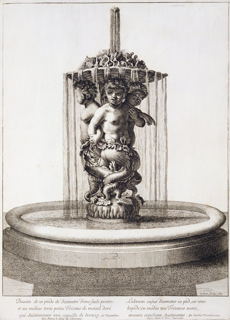 Springvand med tre tritoner ved Versailles, efter Pierre le Gros, 1673 af Jean Lepautre