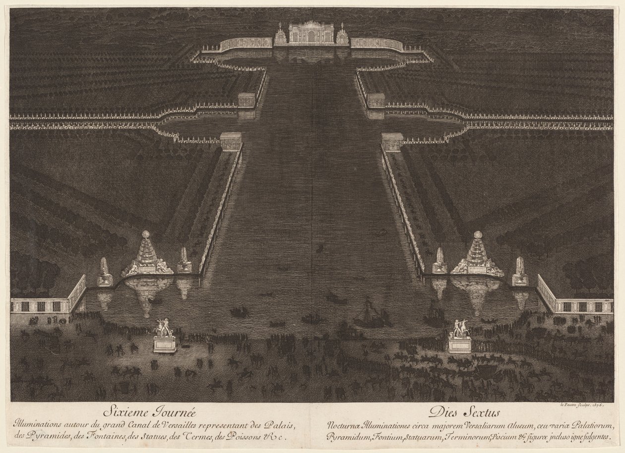 Belysninger omkring Canal Grande i Versailles af Jean Lepautre