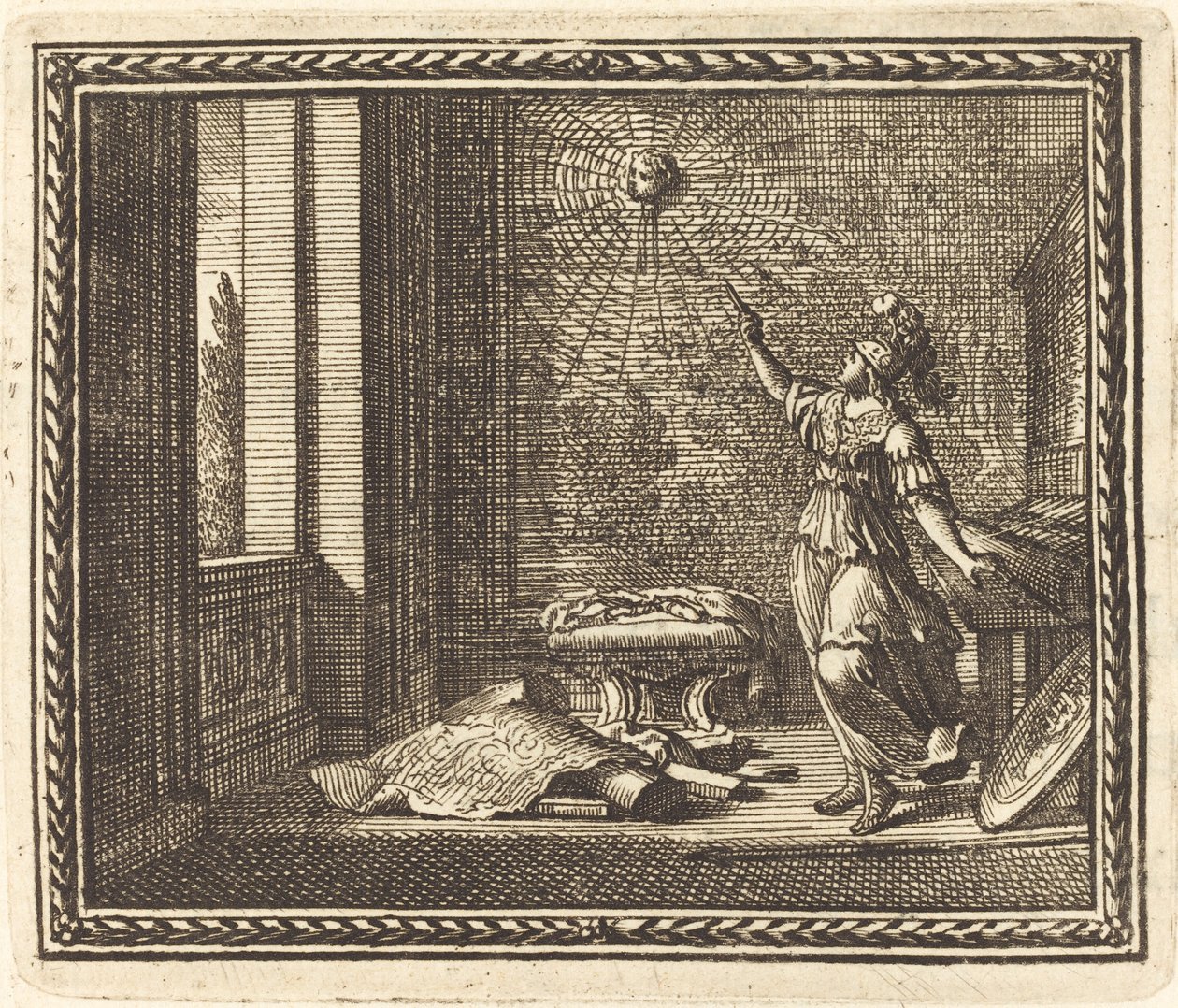 Minerva ændrer Arachne til en edderkop af Jean Lepautre