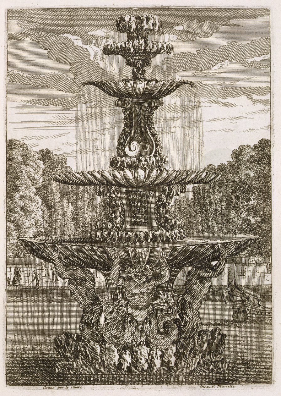 Tallerken fra fontæner og vandstråler i italiensk stil, 1661 af Jean Lepautre