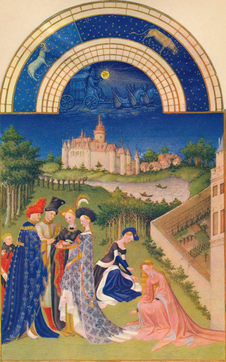 april - Château de Dourdan, 1400-tallet, 1939. af Jean Limbourg