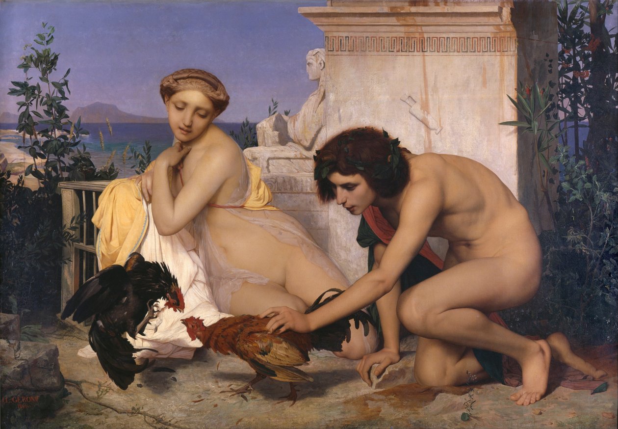 En hanekamp, også kendt som Jeunes Grecs faisant battre des coqs (Unge grækere, der slår haner) af Jean Leon Gerome