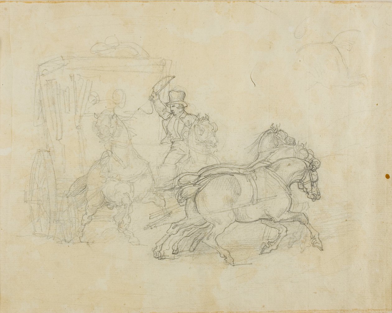 En diligence trukket af fem heste af Jean Louis André Théodore Géricault