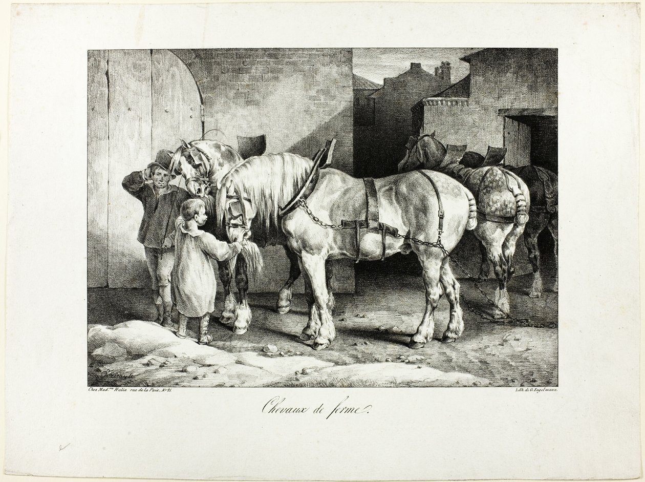 Heste på gården af Jean Louis André Théodore Géricault