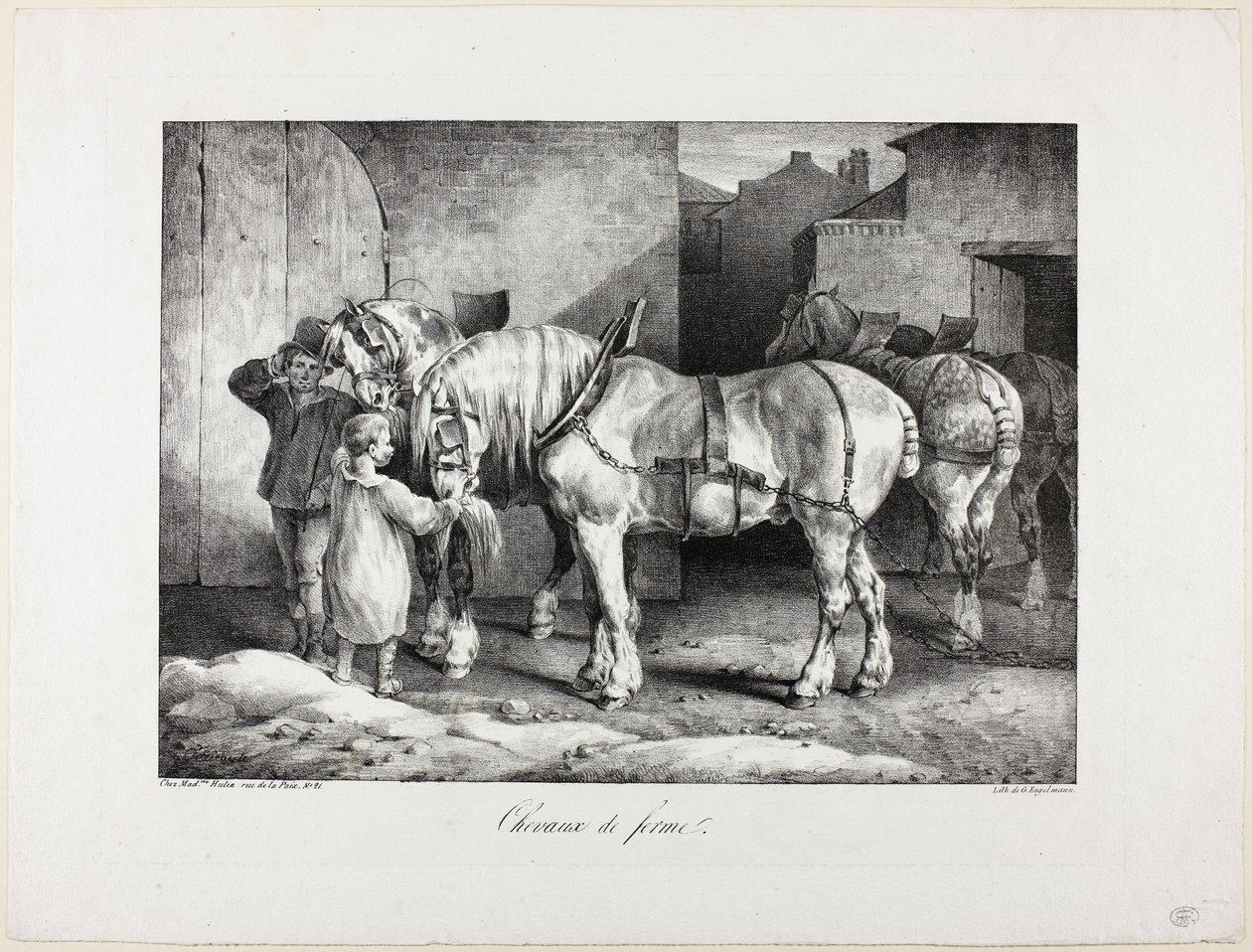 Heste på gården af Jean Louis André Théodore Géricault