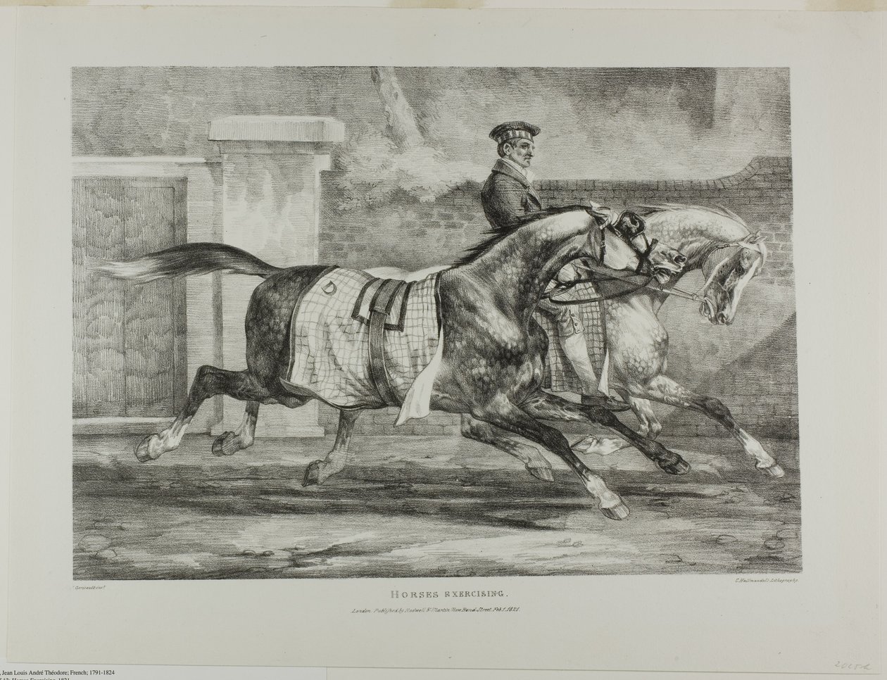 Horses Exercising, planche 6 fra Various Subjects Drawn from Life and on Stone (The English Suite) af Jean Louis André Théodore Géricault