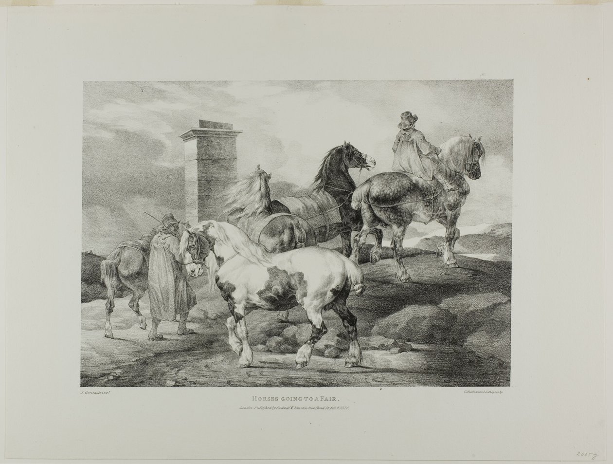 Horses Going to a Fair, planche 3 fra Various Subjects Drawn from Life and on Stone (The English Suite) af Jean Louis André Théodore Géricault