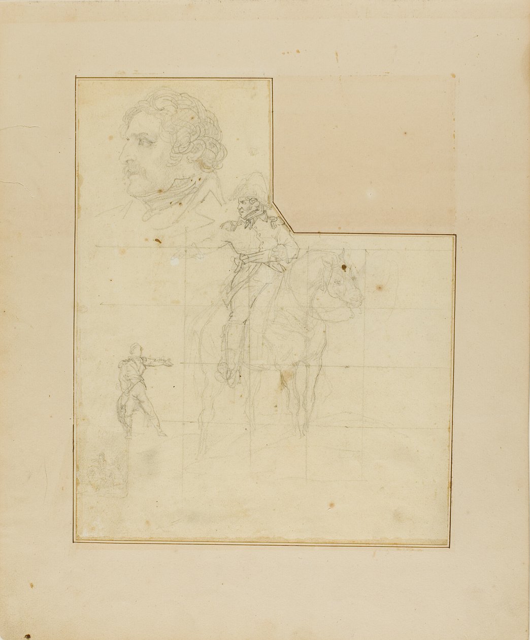 Mounted Officer og andre skitser af Jean Louis André Théodore Géricault