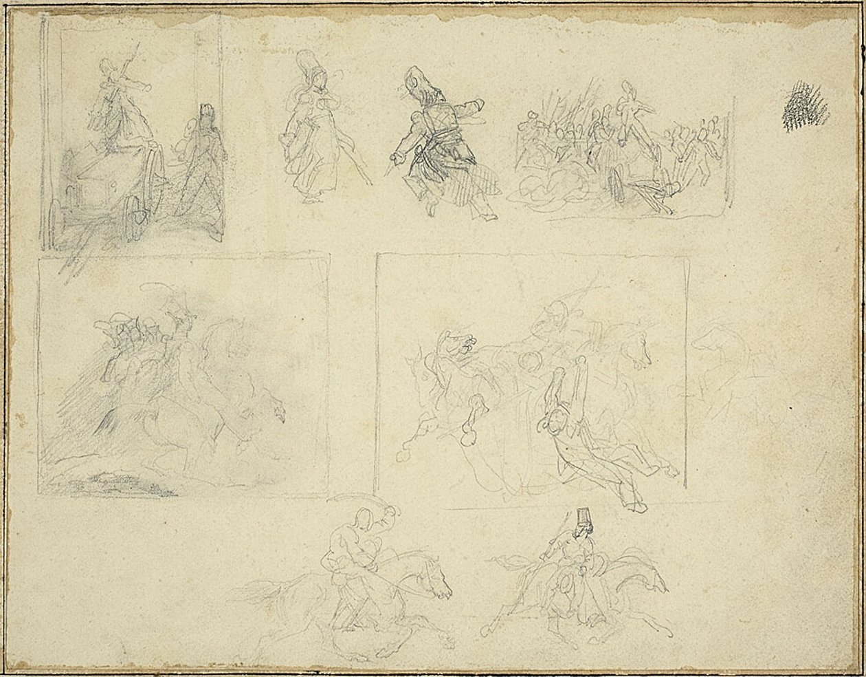 Skitser til militære kompositioner af Jean Louis André Théodore Géricault
