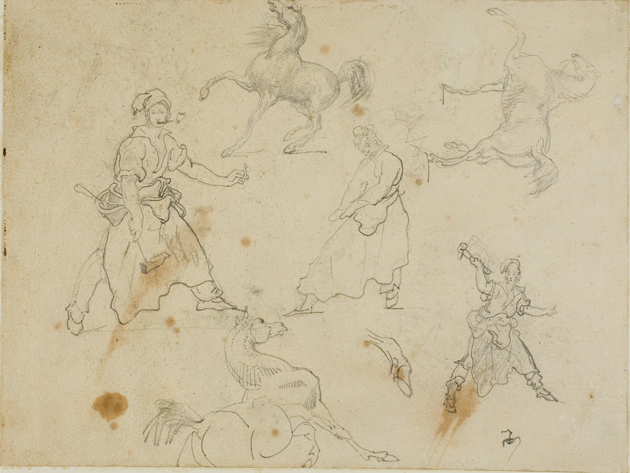 Studier af smede og heste af Jean Louis André Théodore Géricault