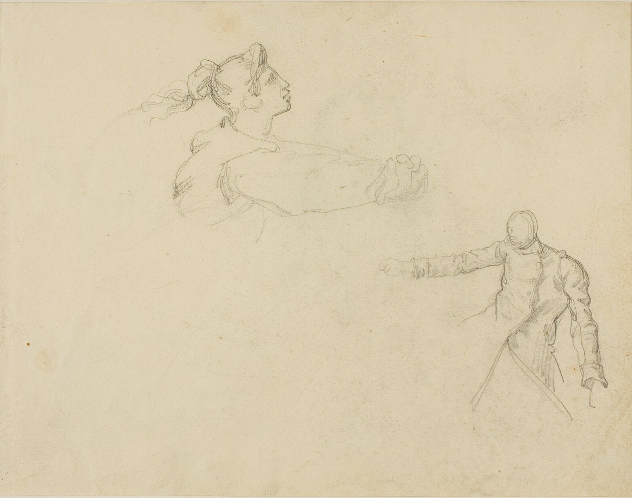 Studier af en kvinde og en soldat af Jean Louis André Théodore Géricault
