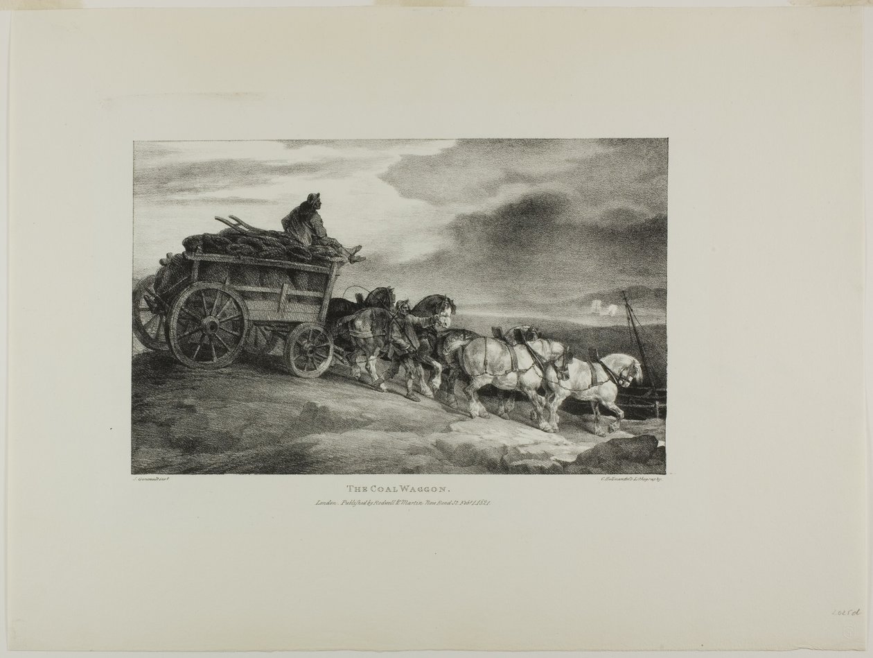 The Coal Wagon, planche 7 fra Various Subjects Drawn from Life and on Stone (The English Suite) af Jean Louis André Théodore Géricault