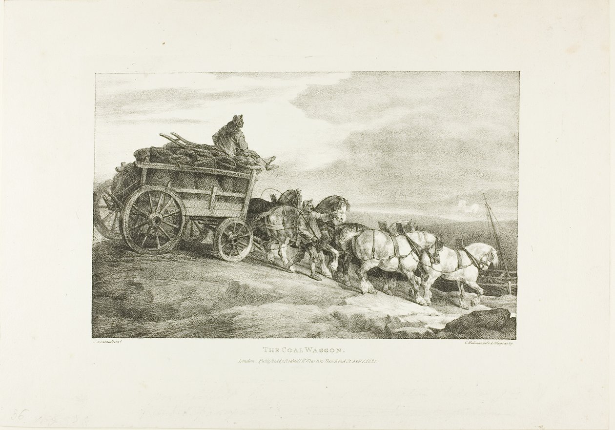 The Coal Wagon, plade 7 fra Various Subjects Drawn from Life on Stone af Jean Louis André Théodore Géricault
