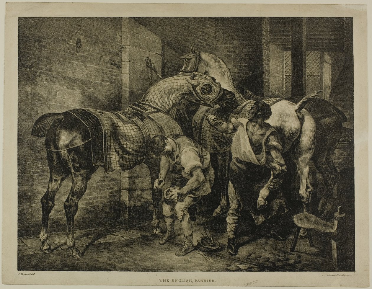 The English Farrier, plade 10 fra Various Subjects Drawn from Life on Stone af Jean Louis André Théodore Géricault
