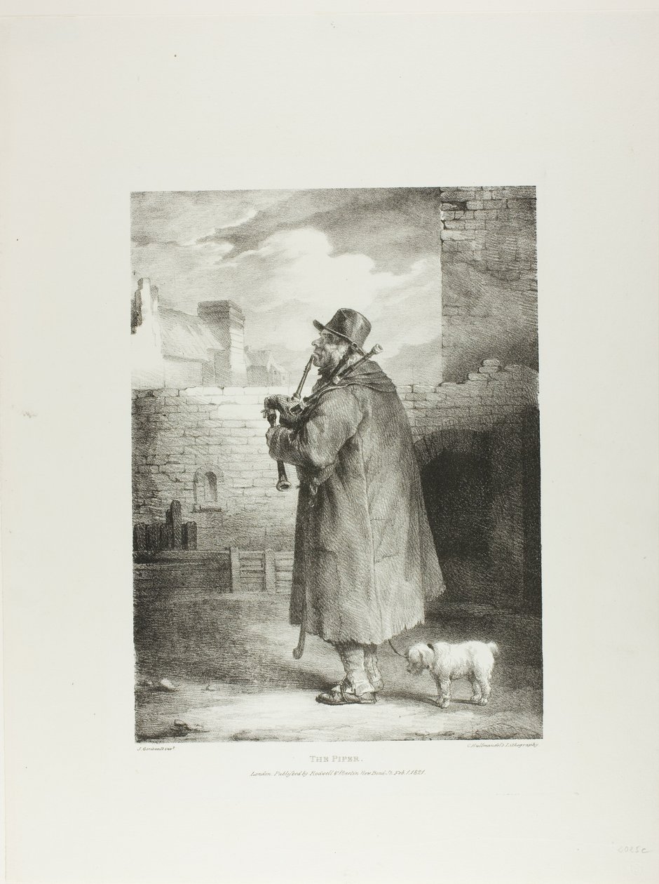 The Piper, planche 1 fra Various Subjects Drawn from Life and on Stone (The English Suite) af Jean Louis André Théodore Géricault