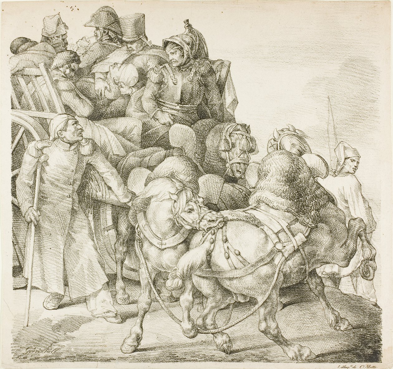 Vogn fyldt med sårede soldater af Jean Louis André Théodore Géricault