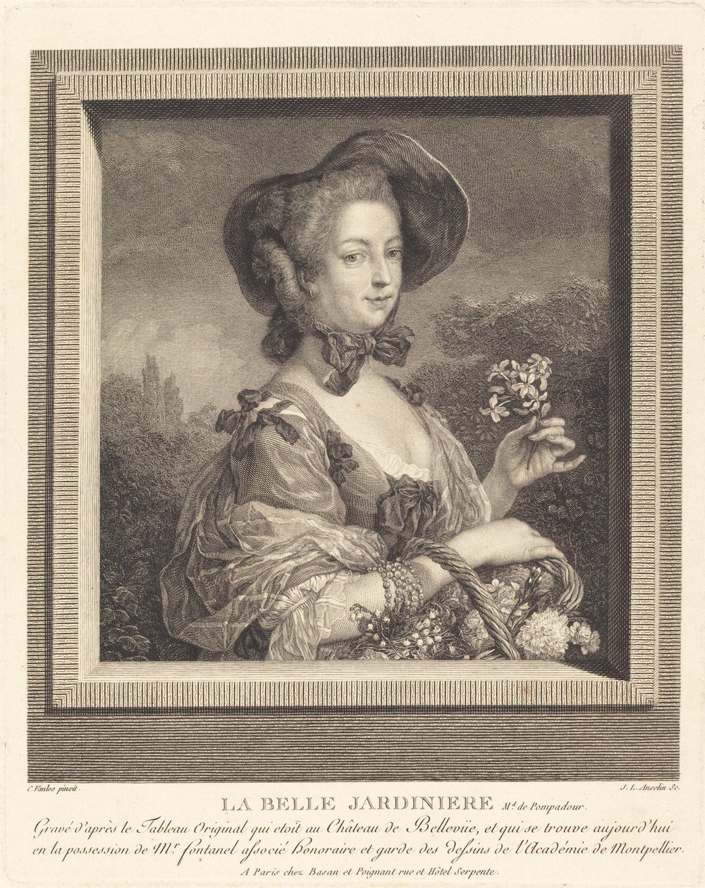 Marquise de Pompadour som en smuk jardiniere. af Jean Louis Anselin