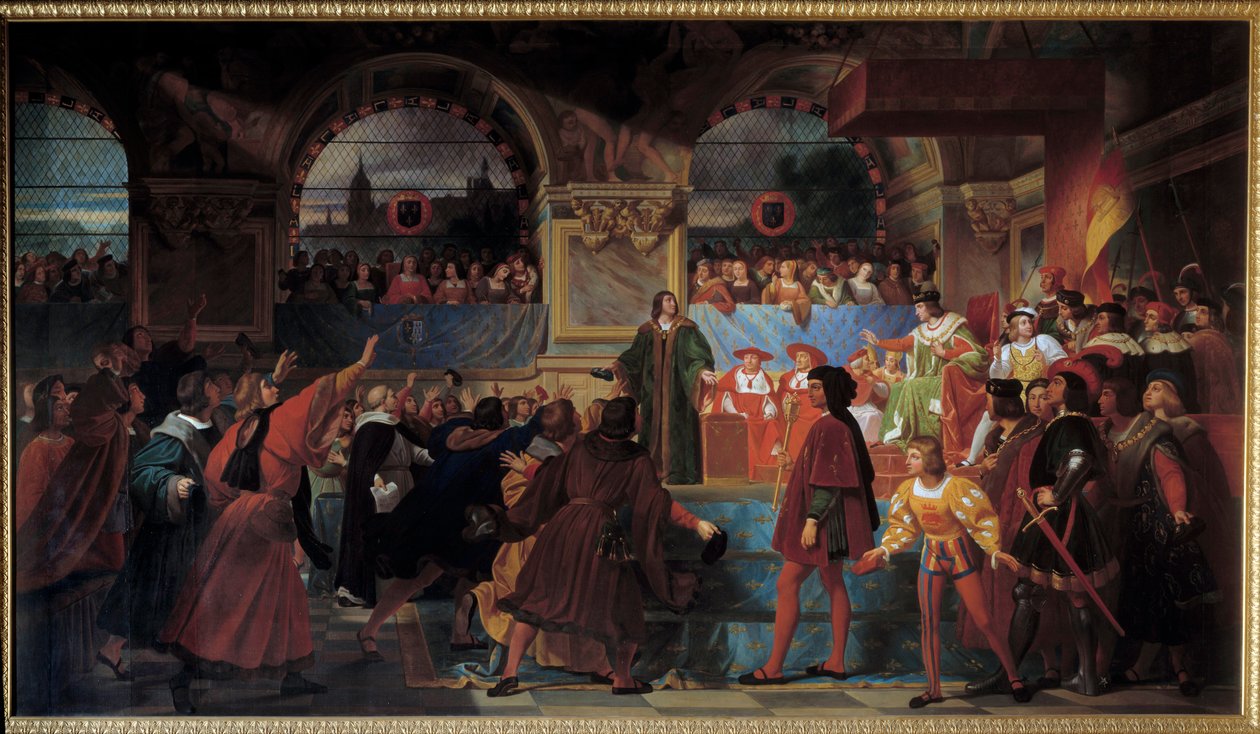 Kong Ludvig XII udråbte til folkets fader til Generalstaterne i Tours den 14. maj 1506. Denne titel er givet til ham, fordi han reducerede størrelsen, skat betalt af almue. Maleri af Jean Louis Bezard (1799-1861) af Jean Louis Bezard