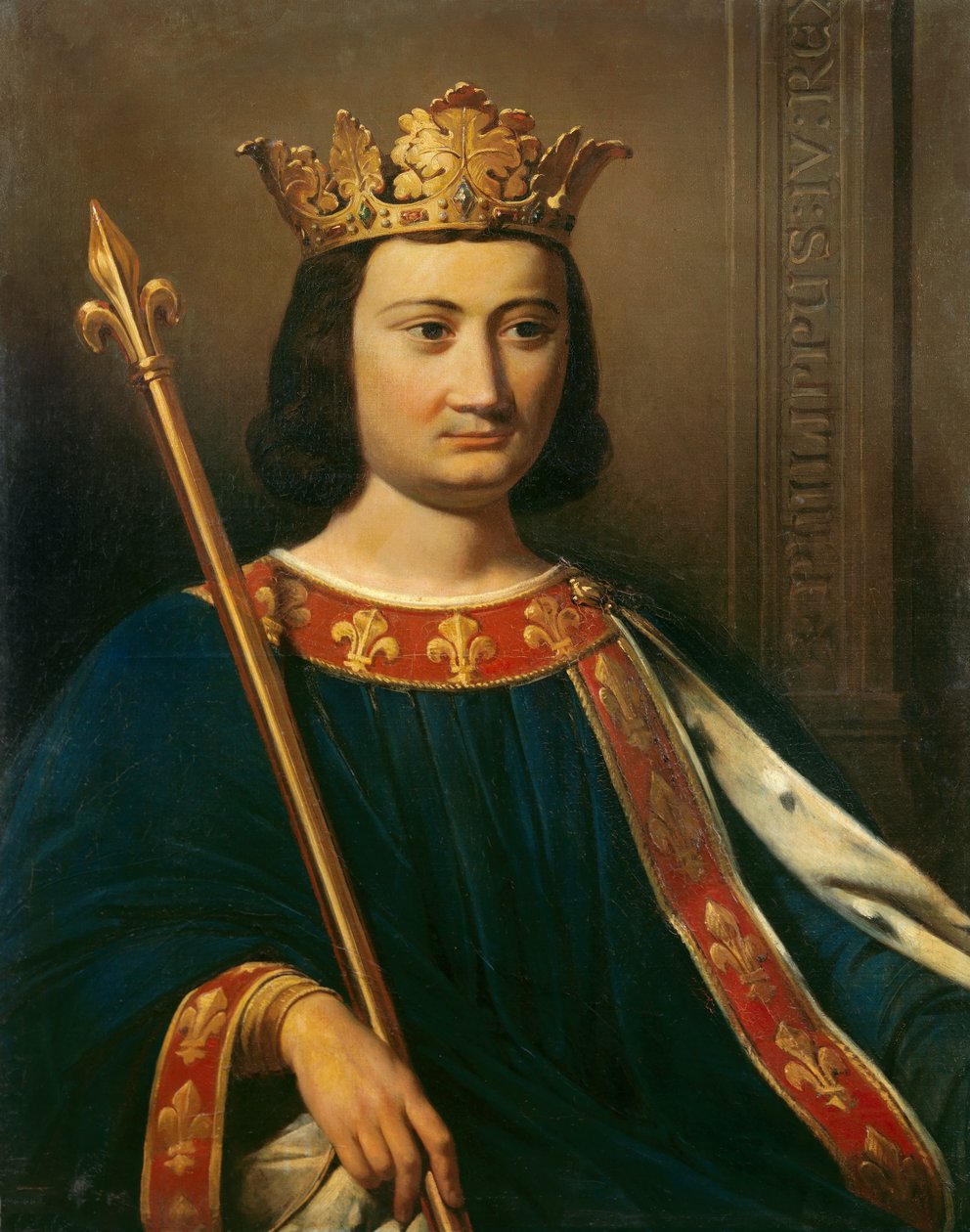 Portræt af Filip IV Bel (1268 - 1314), konge af Frankrig. Maleri af Jean-Louis Bezard (1799-1881). af Jean Louis Bezard