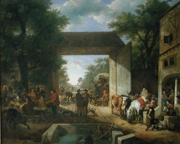 Et marked ved portene til en kro af Jean Louis De Marne