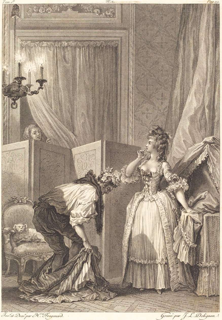 Den forslåede og indholdsrige hanekur af Jean Louis Delignon and Antoine Jean Duclos after Jean Honoré Fragonard