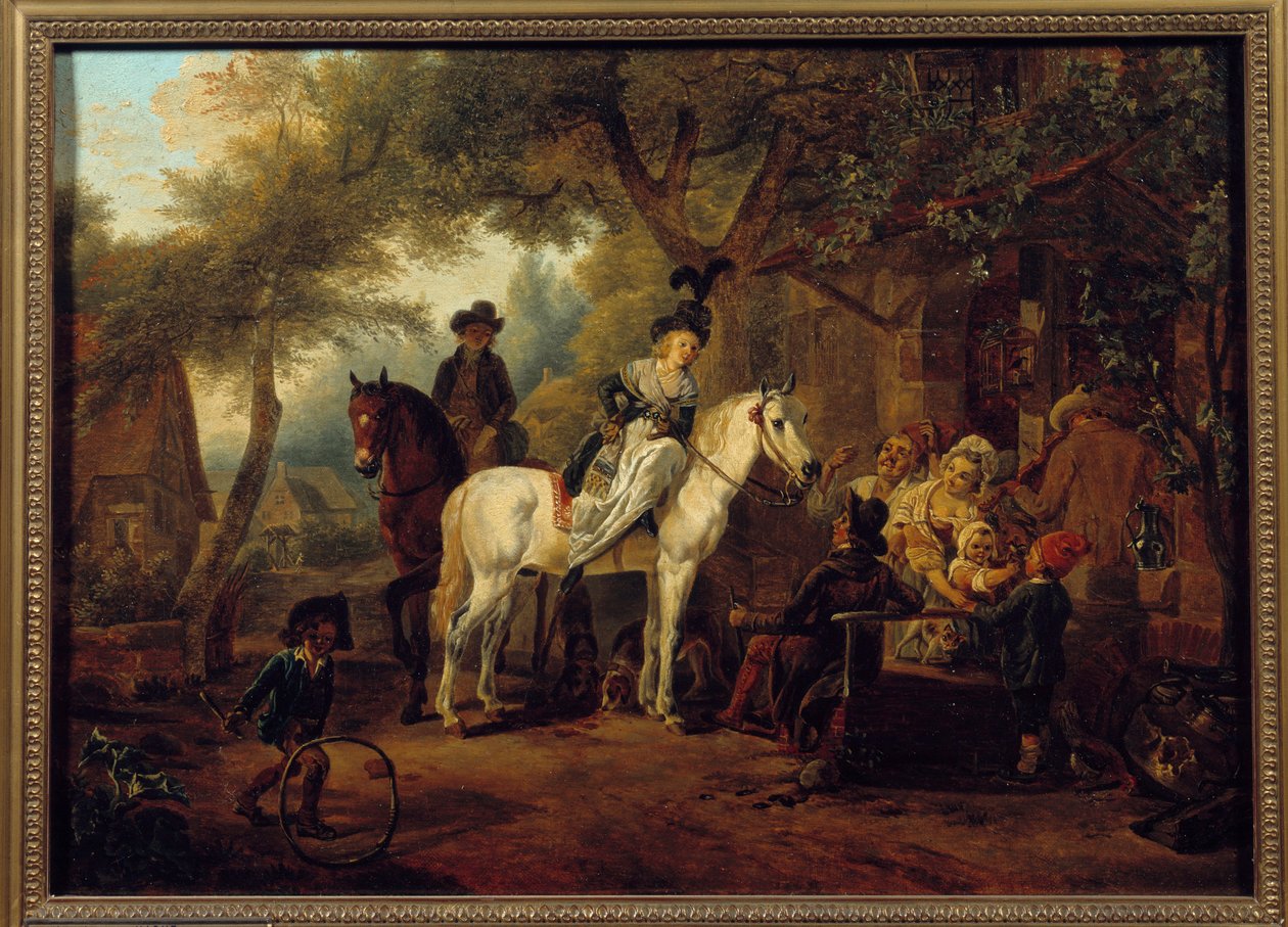 Passager stop. Maleri af Jean Louis Demarne (1744-1829) af Jean Louis Demarne