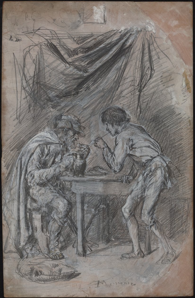 Lazarillo de Tormes stjæler drink fra en blind mand af Jean Louis Ernest Meissonier