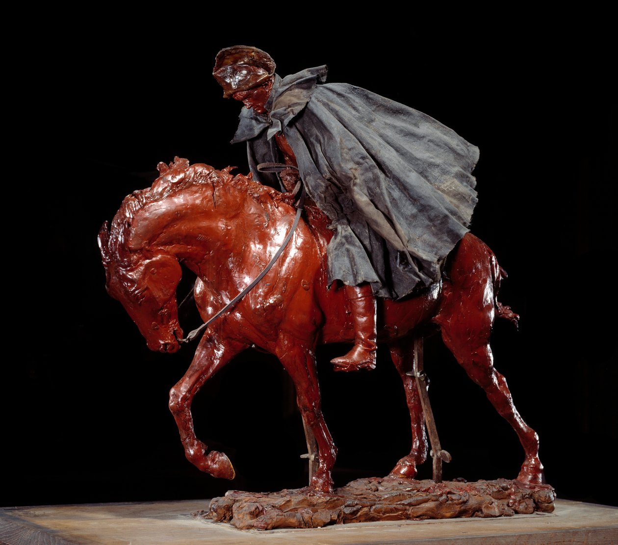Rejsende i vinden sagde også Napoleon Bonaparte (1769-1821) under det russiske felttog eller officer i uroen Skulptur i voks, træ, stof og læder af Ernest Meissonier (1815-1891) 1878 Søn. 0,48x0,6x0,4 m Paris, Musee d
