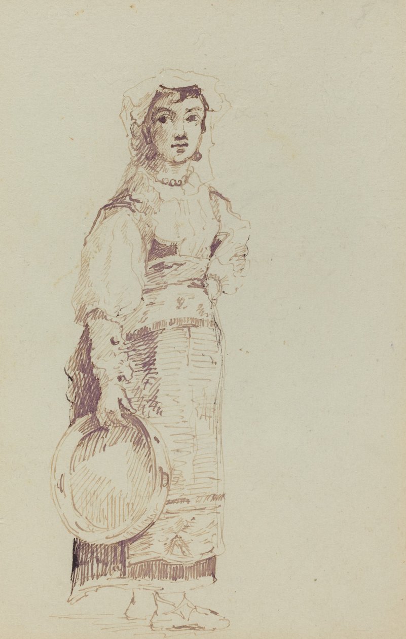 Kvinde med en tamburin (verso) af Jean Louis Ernest Meissonier