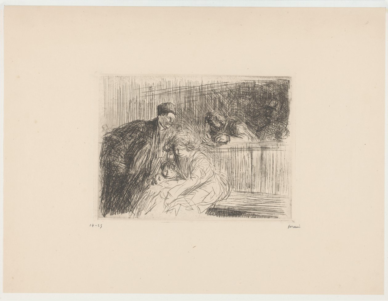 Advokat med klienter i retten af Jean Louis Forain (signed by artist)