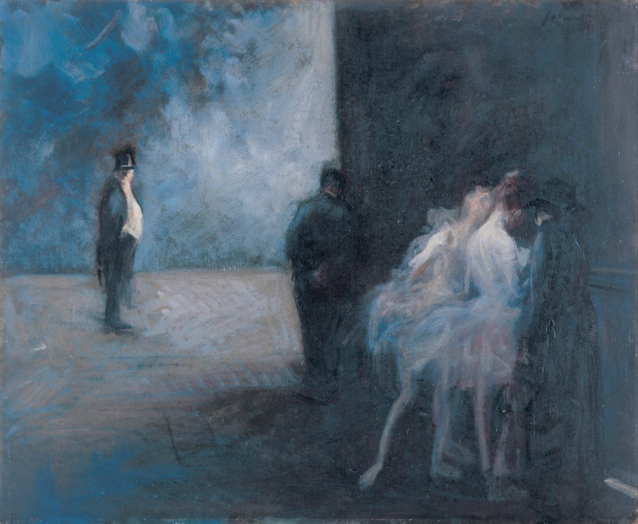 Backstage - Symfoni i blåt par Forain, Jean Louis (1852-1931), Mellem 1900 og 1923 - Olie på træ, 45,3x54,7 - Ohara Museum of Art, Kurashiki af Jean Louis Forain