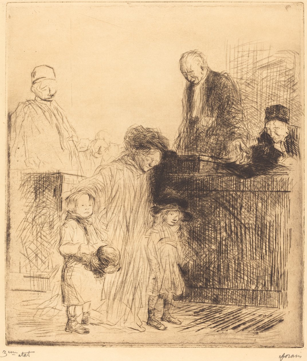Kommer ud af høringen (første plade) af Jean Louis Forain