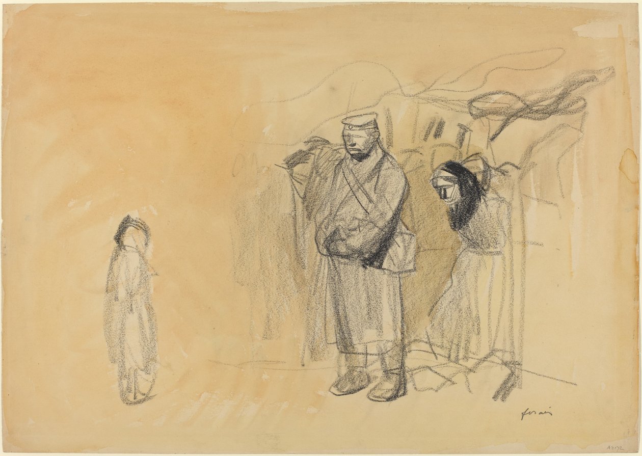tyske Soldater og Fransk Barn af Jean Louis Forain