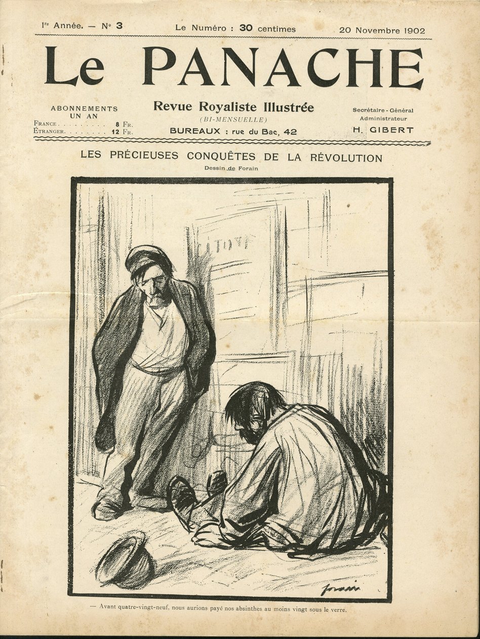 Illustration af Jean-Louis Forain (1852-1931) til forsiden af Le Panache, royalistisk magasin illustree af Jean Louis Forain