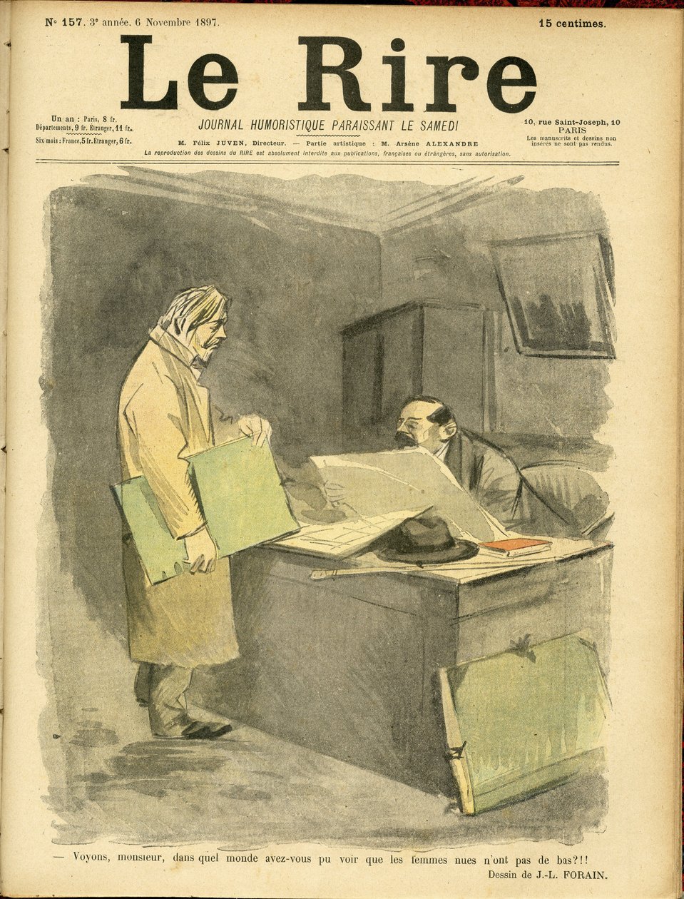 Illustration af Jean-Louis Forain (1852-1931) til forsiden af Le Rire af Jean Louis Forain