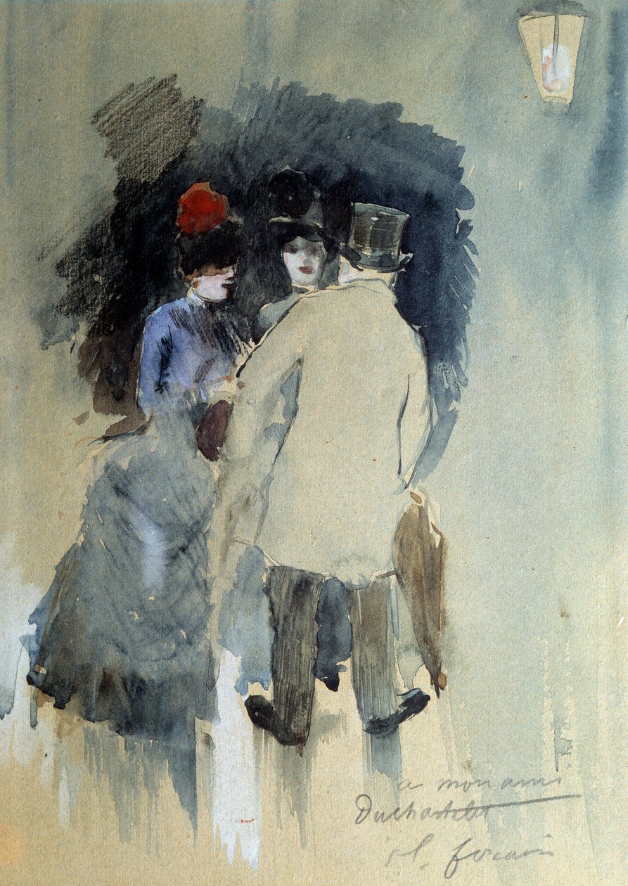 Mødet Akvarel af Jean Louis Forain (1852-1931) 20. århundrede. af Jean Louis Forain